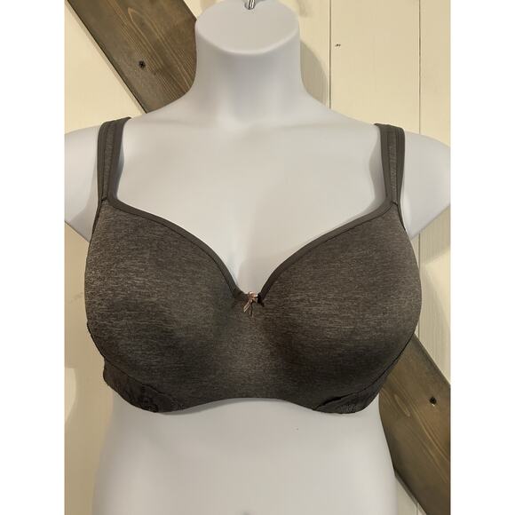 Cacique Lightly Lined Balconette Sexy Bra 40DDD Gray Lace - Picture 1 of 6
